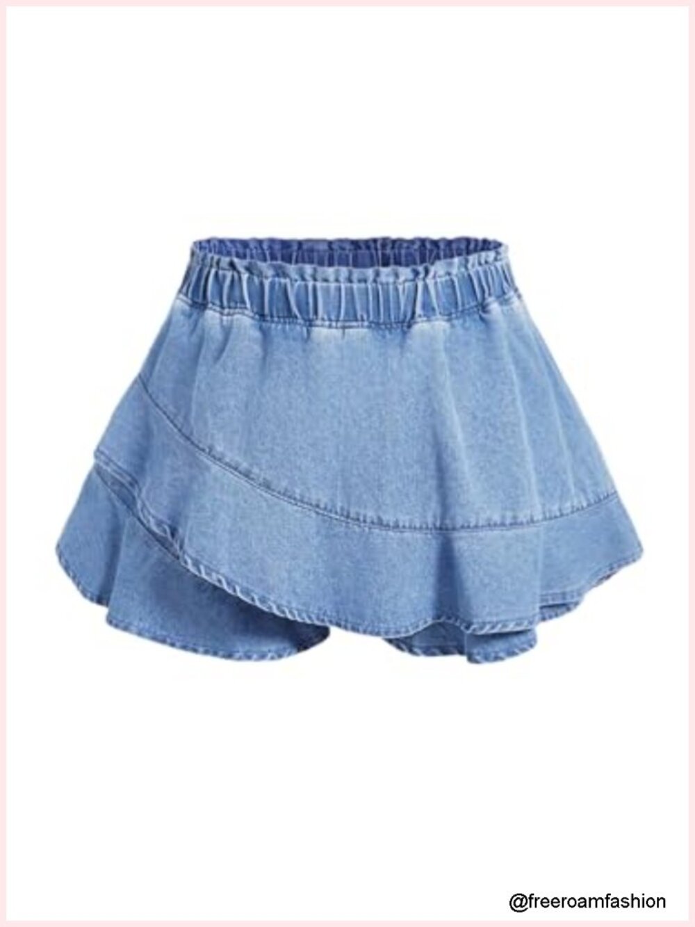 Women's Plus Size High Waist Denim Skorts Ruffle Hem Wrap Wide Leg